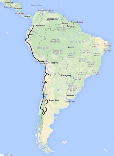 Riding up the Panamerican Highway - in Cali, Colombia now