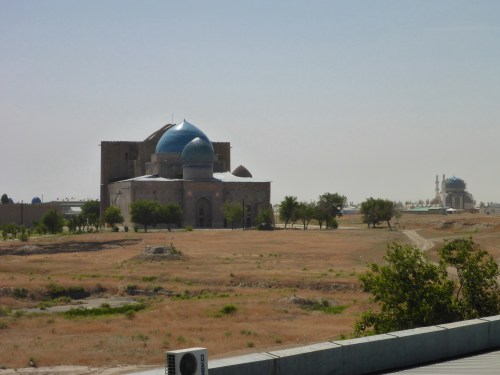 View from our hotel room towards the Mausoleum of Khoja Ahmed Yasawi