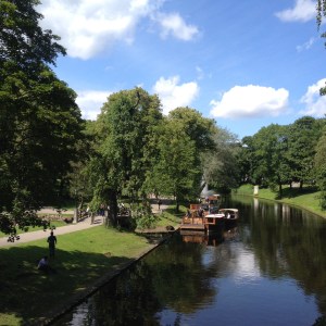 Park and river running through Riga