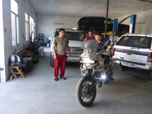 Our mechanic asked if he could take my bike for a spin round block - so off he went for 15' while his mate suggested I should take the Land Cruiser behind him instead