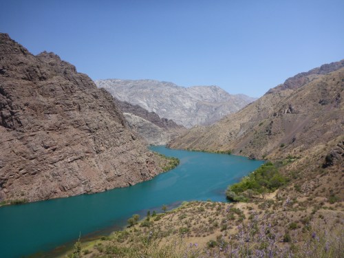 The amazingly blue Naryn River, Kyrgyzstan
