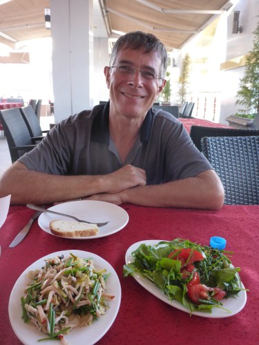 Enjoying some fresh food for the first time in days in Andijan, Uzbekistan