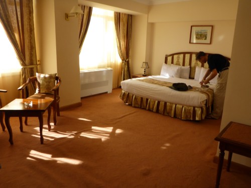 Our ridiculously huge room at the Uzbekistan Hotel,  Toskent, Uzbekistan 