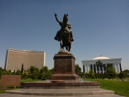 Amir Temur square, with our hotel to the left and the Forums Palace to the right, Toshkent, Uzbekistan
