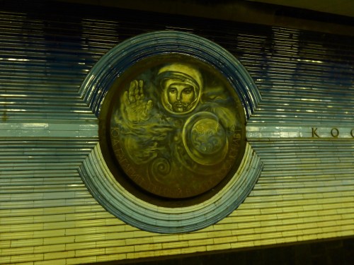 Gagarin at the kosmonavtar metro station. Toshkent, Uzbekistan