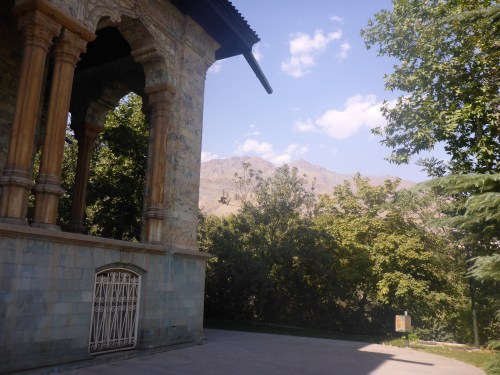 Alborz mountains behind the Green Palace at Saadabad Palaces - Tehran, Iran