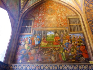 Fresco inside the Chehel Sotun pavillion, Isfahan, Iran
