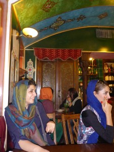 Typical Armenian teahouse in Jolfa district, Isfahan with Zoreh and friends