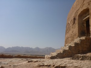 Steps into the female Tower of Silence, Yazd, Iran