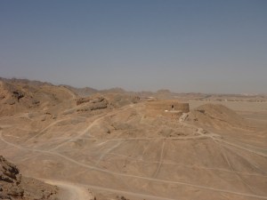 View from the male Tower of Silence toward the female one, Yazd, Iran