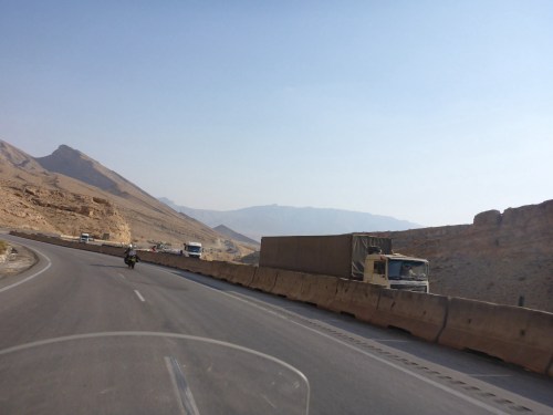 Disconcerting swap of lane direction as we come out of a tunnel, Iran