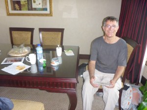 Having our standard tin of tuna and dry bread for lunch in our luxurious appartment