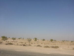 Riding around the edge of Dubai to get to Touratech