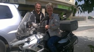 After picking up our new Sena S20 and new Heidenau K60 tyres, Touratech Dubai wanted a photo of us 