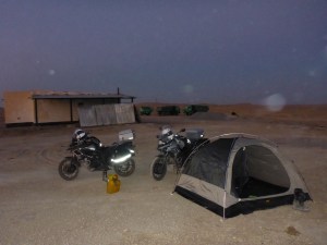 Our campsite at the friendly road construction  site near the Dervaza crater, Turkmenistan