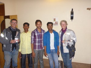 Aditya and his friends Imtiya and Anwar who helped us find our hotel in Forbesganj
