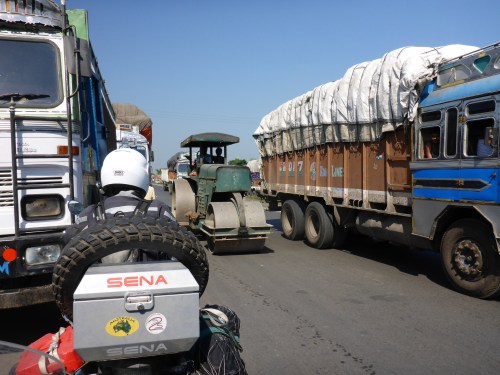 We are the only ones in this photo going in the right direction on this dual carriage way!!  Heading to Siliguri, India