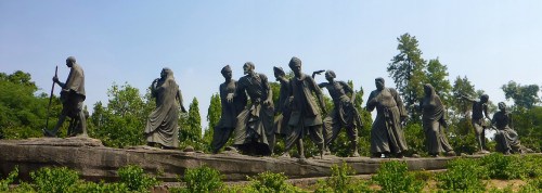 Statue of Ghandi leading the Dandi march against the new salt tax 