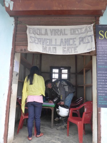 Ebola check mandatory formall foreignes at Mao, Manipur state, India