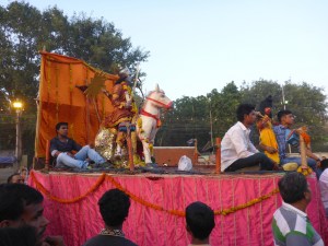 Floats have been parading down the streets of Old Delhi before arriving into the Ramlila ground, Delhi