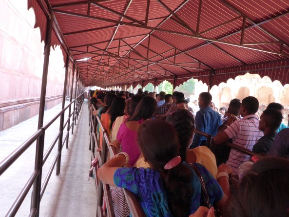 The tourist queue on the left, local ones on the right