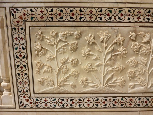 Plant motifs on carved marble dado, Taj Mahal, Agra, India