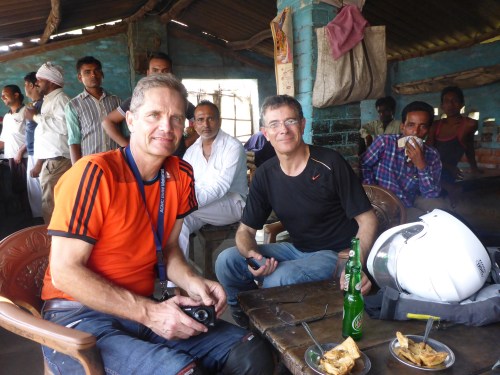 Samosa stop for lunch with Kristjan, our riding companion for 2 days