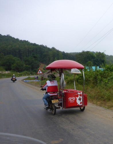 This Laos ice cream van also plays music as it drives along, like 'back home'