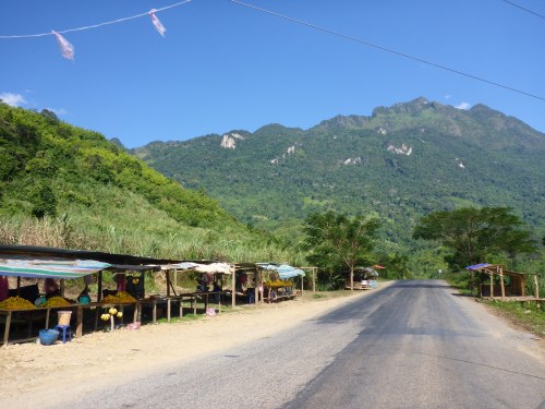 Tangerine vendors between Kasi and Vang Vieng, Laos