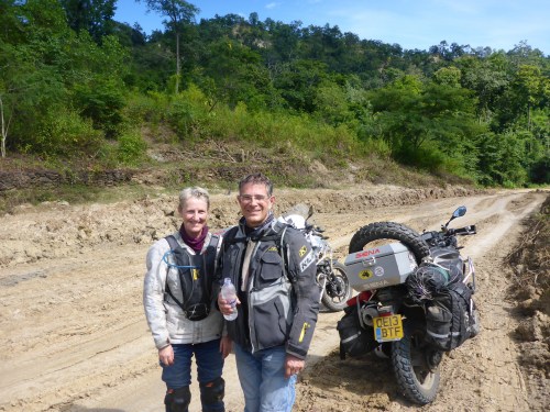 Need a break on day 2 - this is still the good road and we are getting tired!!