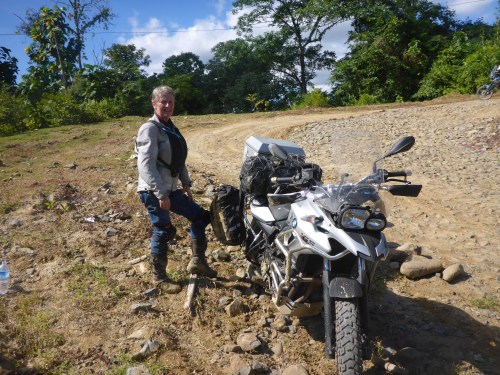 Anne only thought of taking a photo of where she came off after we had righted her bike