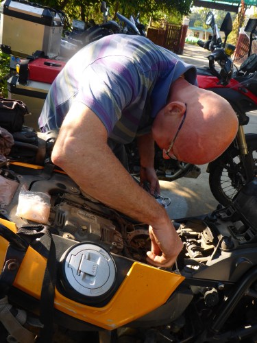 Garth showing us what we might need to do to fix Anne's fuel pump problem