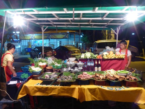 We had a delicious prawn dinner at this  restaurant, Vientiane, Laos