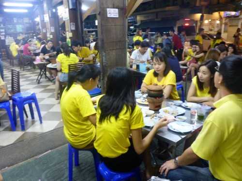 A sea of yellow everywhere today for the  King's birthday, Thailand