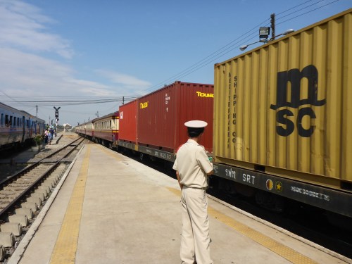 Our train to Bankgok is arriving on the right