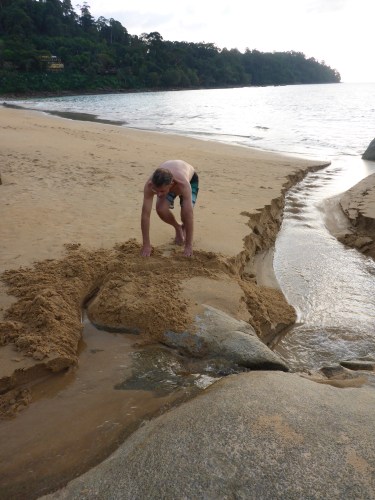 Anthony has always loved building dams and waterways - Khao Lak, Thailand