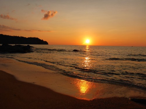 Sunset on our frisbee bay at Khao Lak, Thailand