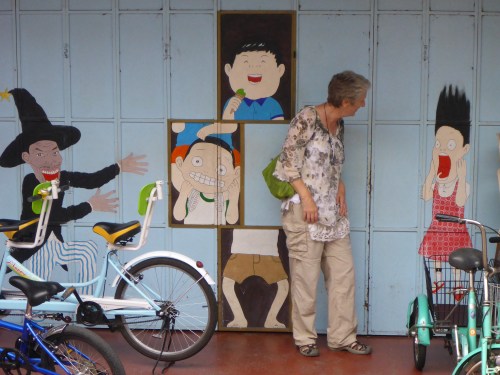 Anne giving this little girl a real fright, George Town, Penang