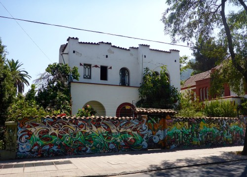 Wealthy people and businesses pay for street art, Bellavista,, Santiago, Chile