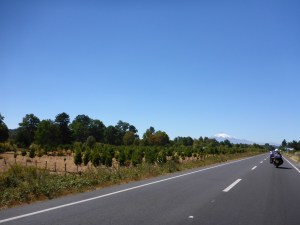 Our first glimpse of Villarrica volcano, Chile