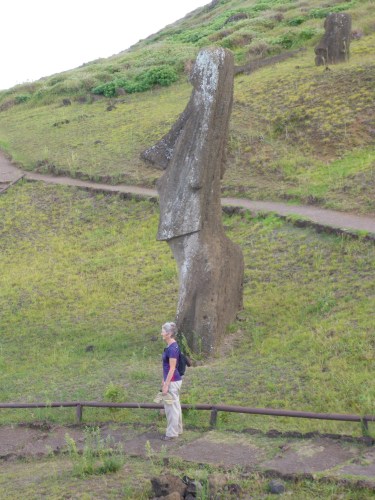 Showing the scale of these torsos at Rano Raraku