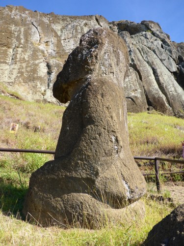 Tukuturi - the kneeling and bearded moai - at Rano Raraku