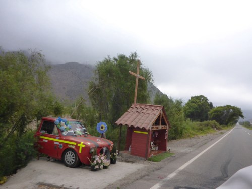 Shrine to accident victim in Chile