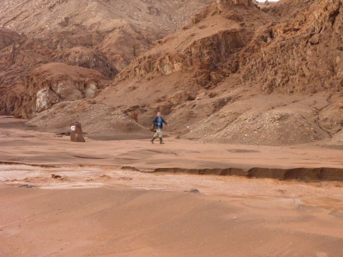 Anthony was the first to find a place to cross in our now waterproof boots and doesn't he looked proud of himself?!