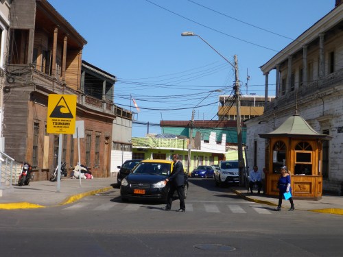 Iquique tsunami warning sign