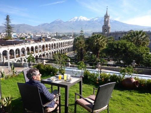 Our breakfast 'room' at the Katari hotel n Arequipa