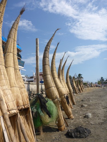 Read boats at Huanchaco.