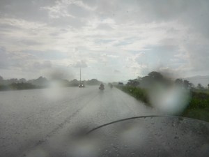 Caught in heavy and very wet downpour on our way to Guayaquil