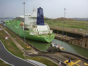 LPG tanker is now in the last lock, Panama Canal