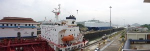 Condensate tanker and car transporter, Panama Canal